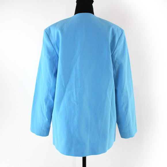 GANNI Suiting Boxy Ethereal Blue Cotton Oversized Blazer 34 Relaxed Fit Jacket - Picture 6 of 9